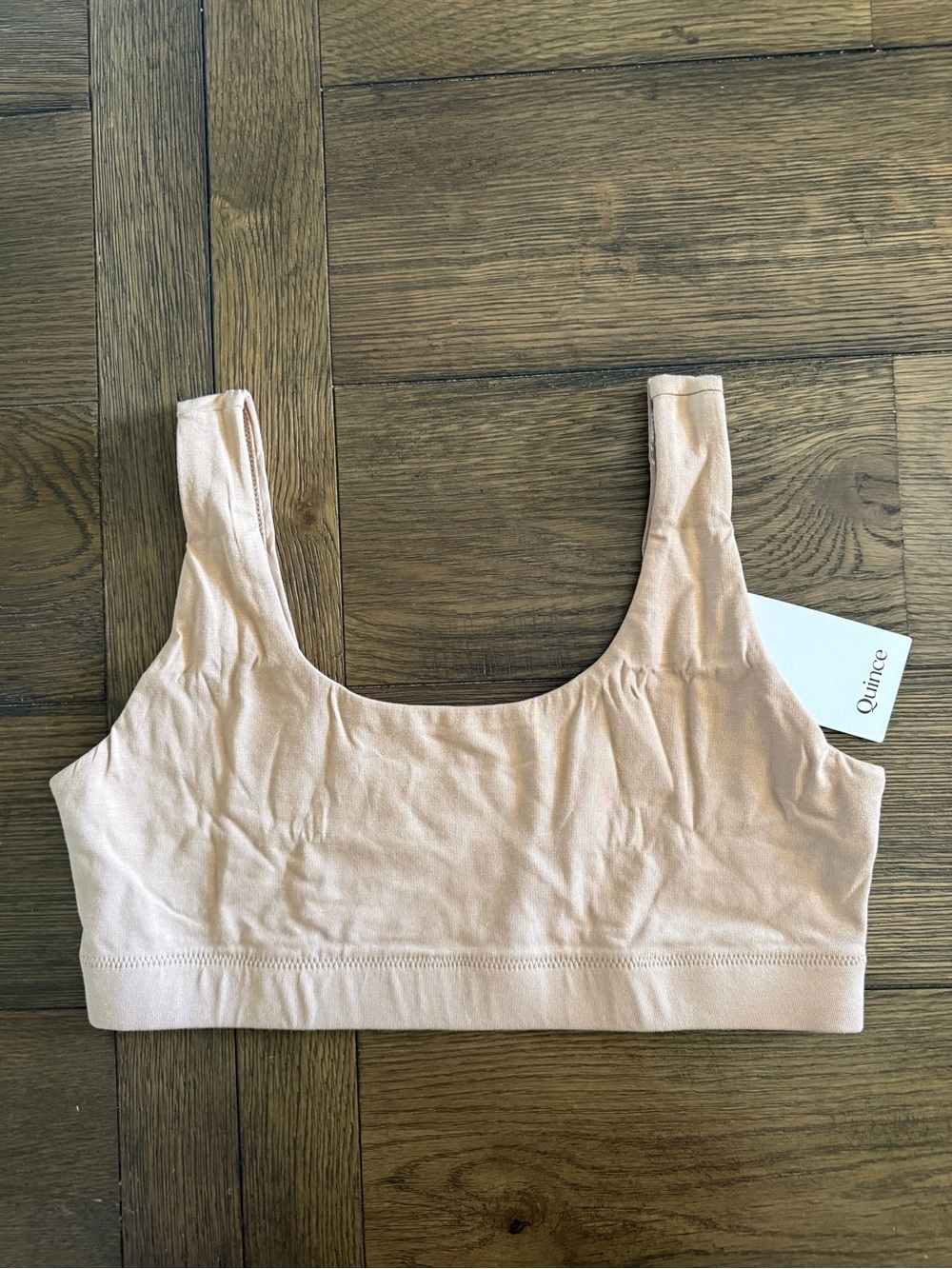 Quince Organic Cotton Seamless Lounge Bralette Medium NWT Nude